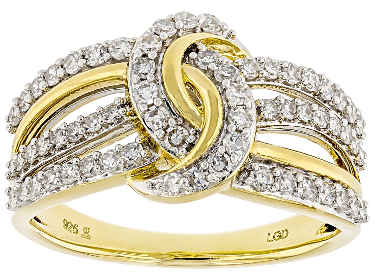 White Lab-Grown Diamond H SI 14k Yellow Gold Over Sterling