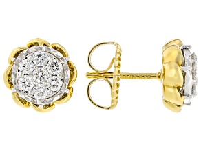 White Lab-Grown Diamond H SI 14k Yellow Gold Over Sterling Silver Stud Earrings 0.50ctw