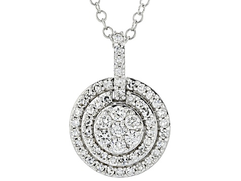 White Lab-Grown Diamond H SI Rhodium Over Sterling Silver Dangle Pendant With Chain 0.50ctw