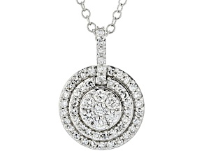 White Lab-Grown Diamond H SI Rhodium Over Sterling Silver Dangle Pendant With Chain 0.50ctw