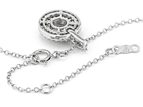 White Lab-Grown Diamond H SI Rhodium Over Sterling Silver Dangle Pendant With Chain 0.50ctw