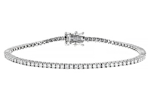 White Lab-Grown Diamond F-G SI Rhodium Over Sterling Silver Tennis Bracelet 3.00ctw