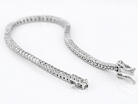 White Lab-Grown Diamond F-G SI Rhodium Over Sterling Silver Tennis Bracelet 3.00ctw