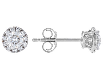 White Lab-Grown Diamond H SI1 Rhodium Over Sterling Silver Stud Earrings 0.50ctw