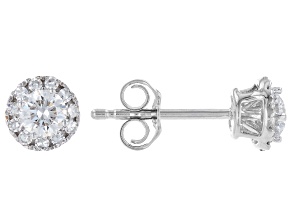 White Lab-Grown Diamond H SI1 Rhodium Over Sterling Silver Stud Earrings 0.50ctw