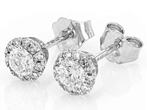 White Lab-Grown Diamond H SI1 Rhodium Over Sterling Silver Stud Earrings 0.50ctw