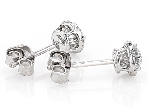 White Lab-Grown Diamond H SI1 Rhodium Over Sterling Silver Stud Earrings 0.50ctw
