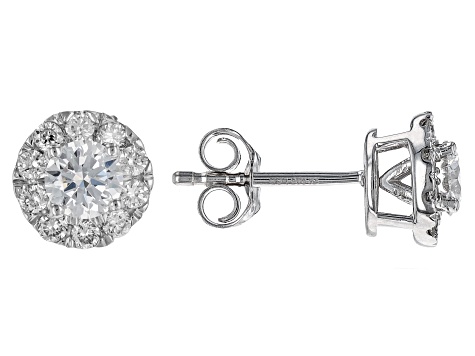 White Lab-Grown Diamond H SI1 Rhodium Over Sterling Silver Stud Earrings 1.00ctw