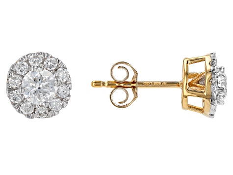 White Lab-Grown Diamond H SI1 14k Yellow Gold Over Sterling Silver Stud Earrings 1.00ctw