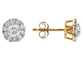White Lab-Grown Diamond H SI1 14k Yellow Gold Over Sterling Silver Stud Earrings 1.00ctw