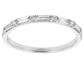 White Lab-Grown Diamond H SI1 Rhodium Over Sterling Silver Band Ring 0.27ctw