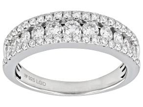 White Lab-Grown Diamond H SI1 Rhodium Over Sterling Silver Band Ring 1.00ctw