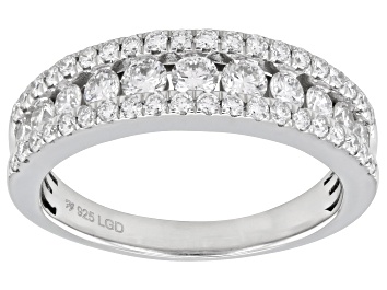 Picture of White Lab-Grown Diamond H SI1 Rhodium Over Sterling Silver Band Ring 1.00ctw