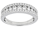 White Lab-Grown Diamond H SI1 Rhodium Over Sterling Silver Band Ring 1.00ctw