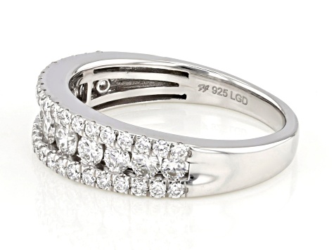 White Lab-Grown Diamond H SI1 Rhodium Over Sterling Silver Band Ring 1.00ctw