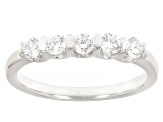 White Lab-Grown Diamond H SI1 Rhodium Over Sterling Silver Band Ring 0.50ctw