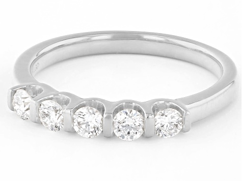 White Lab-Grown Diamond H SI1 Rhodium Over Sterling Silver Band Ring 0.50ctw