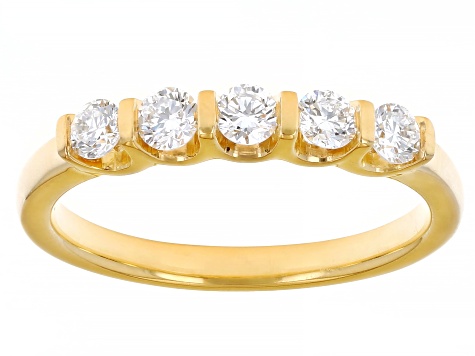 White Lab-Grown Diamond H SI1 14k Yellow Gold Over Sterling Silver Band Ring 0.50ctw