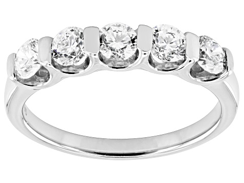 White Lab-Grown Diamond H SI1 Rhodium Over Sterling Silver Band Ring 1.00ctw