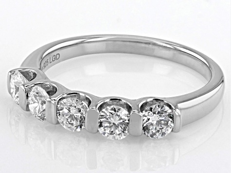 White Lab-Grown Diamond H SI1 Rhodium Over Sterling Silver Band Ring 1.00ctw