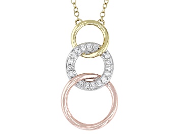 Picture of White Lab-Grown Diamond H SI Rhodium And 18k Gold Over Sterling Silver Circle Necklace 0.20ctw
