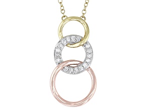 White Lab-Grown Diamond H SI Rhodium And 18k Gold Over Sterling Silver Circle Necklace 0.20ctw