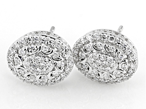 White Lab-Grown Diamond H SI Rhodium Over Sterling Silver Cluster Stud Earrings 0.50ctw