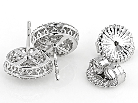 White Lab-Grown Diamond H SI Rhodium Over Sterling Silver Cluster Stud Earrings 0.50ctw