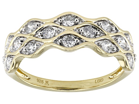 White Lab-Grown Diamond H SI 18k Yellow Gold Over Sterling Silver Band Ring 0.50ctw