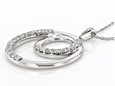 Round White Lab-Grown Diamond H SI1 Rhodium Over Sterling Silver Circle Pendant With Chain 0.50ctw