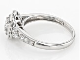 White Lab-Grown Diamond H SI1 Rhodium Over Sterling Silver Halo Ring 0.75ctw