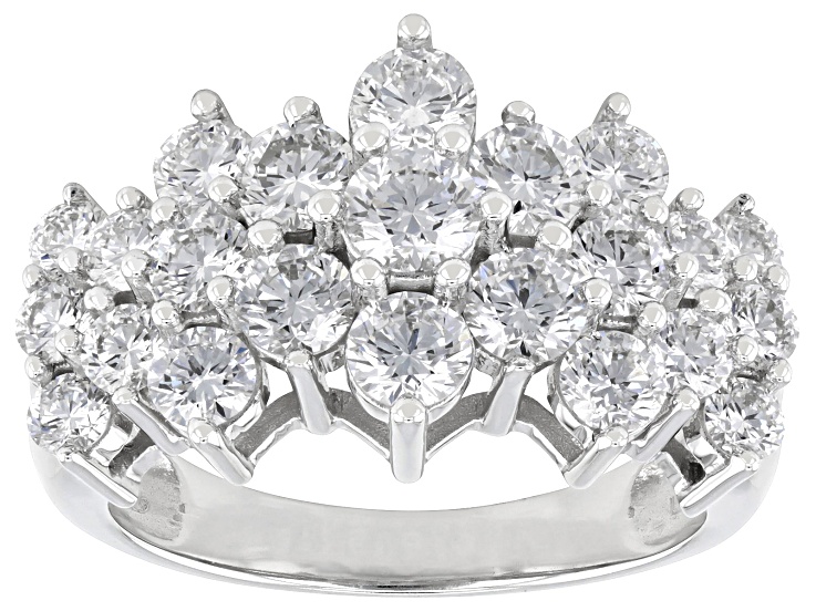 White Lab-Grown Diamond F VS 14k White Gold Pyramid Ring 3.00ctw