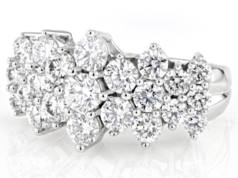 White Lab-Grown Diamond F VS 14k White Gold Pyramid Ring 3.00ctw