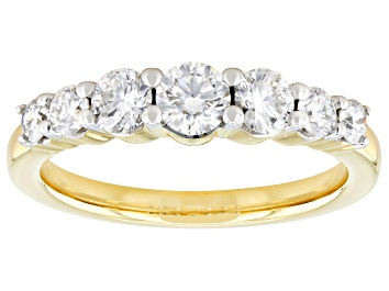 Picture of White Lab-Grown Diamond H SI 14k Yellow Gold Over Sterling Silver Graduated Band Ring 1.00ctw