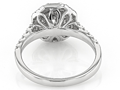 White Lab-Grown Diamond H SI Rhodium Over Sterling Silver Halo Ring 1.00ctw  - LGD764 | JTV.com