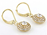 White Lab-Grown Diamond H SI 14k Yellow Gold Over Sterling Silver Halo Earrings 1.25ctw