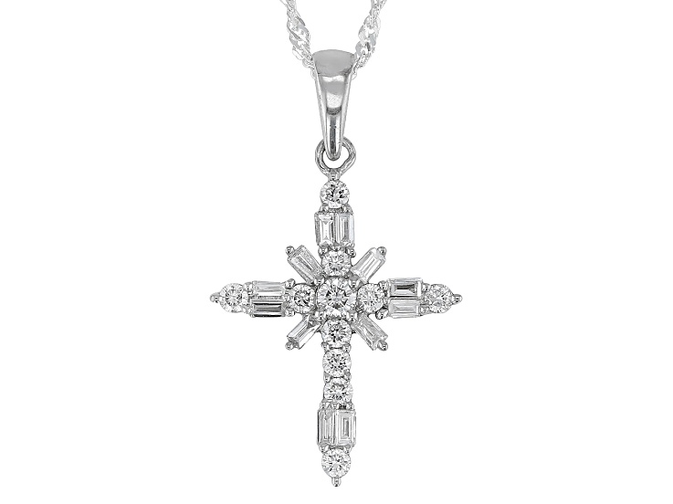 White Lab-Grown Diamond H SI Rhodium Over Sterling Silver