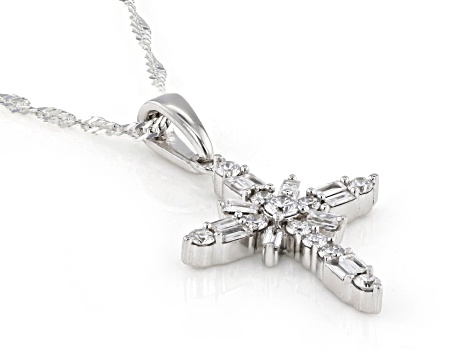 White Lab-Grown Diamond H SI Rhodium Over Sterling Silver