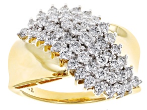 White Lab-Grown Diamond G SI 18k Yellow Gold Over Sterling Silver Cluster Ring 1.00ctw