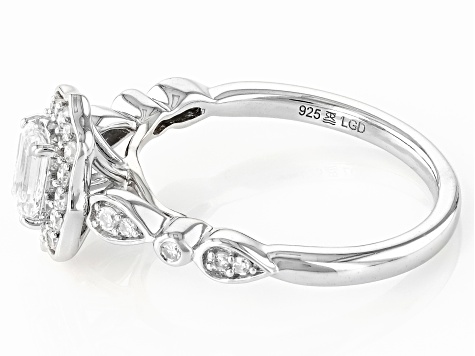 White Lab-Grown Diamond G SI Rhodium Over Sterling Silver Halo Ring 0.75ctw