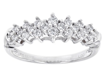 Picture of White Lab-Grown Diamond F SI Rhodium Over Sterling Silver Cluster Band Ring 0.50ctw