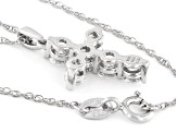White Lab-Grown Diamond F SI Rhodium Over Sterling Silver Cross Pendant With 18" Rope Chain 1.00ctw