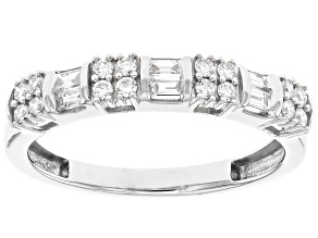 White Lab-Grown Diamond H SI Rhodium Over Sterling Silver Band Ring 0.35ctw