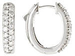 White Lab-Grown Diamond F SI Rhodium Over Sterling Silver Hoop Earrings 1.00ctw