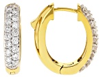 White Lab-Grown Diamond F SI 14k Yellow Gold Over Sterling Silver Hoop Earrings 1.00ctw