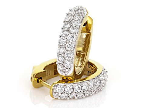 White Lab-Grown Diamond F SI 14k Yellow Gold Over Sterling Silver Hoop Earrings 1.00ctw