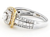 White Lab-Grown Diamond G SI Rhodium And 14k Yellow Gold Over Sterling Silver Halo Ring 1.00ctw