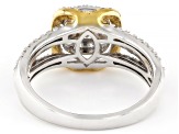 White Lab-Grown Diamond G SI Rhodium And 14k Yellow Gold Over Sterling Silver Halo Ring 1.00ctw