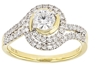 Picture of White Lab-Grown Diamond G SI 14k Yellow Gold Over Sterling Silver Halo Ring 1.00ctw
