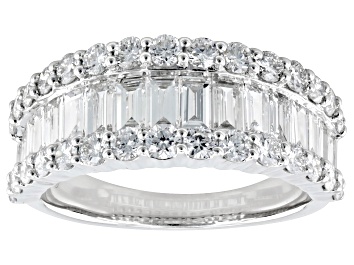 White Lab-Grown Diamond Certified H SI1 10k White Gold Halo Ring With Matching Band 2.25ctw